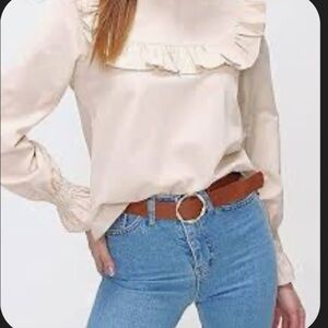 Elegant Cream Ruffle Blouse